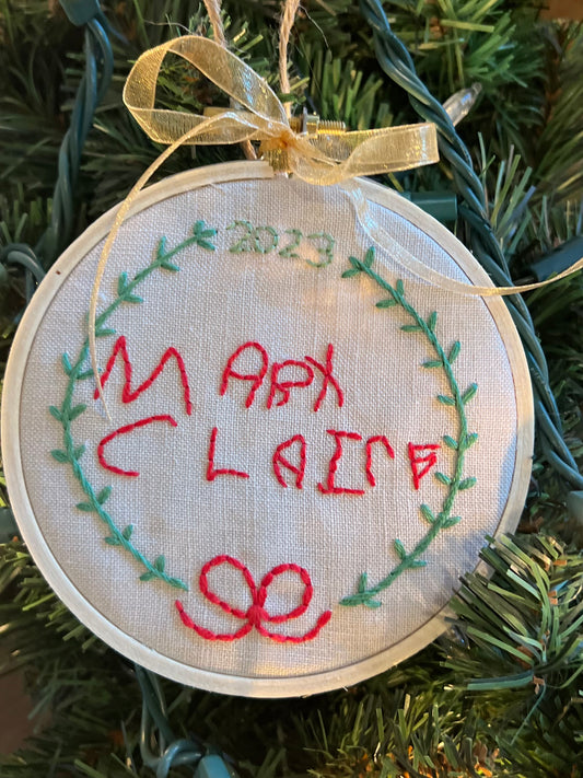 Handwritten Name Ornament